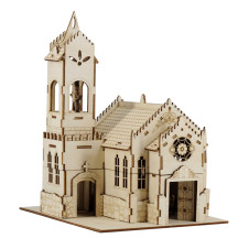DND Medieval Church Chapel Miniature with Furnishings Wooden Monastery Cathedral 28mm/32mm Tabletop RPG Gaming Terrain Scenery for Dungeons and Dragons, Pathfinder, SW Legion