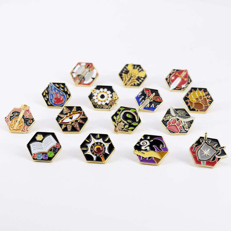 DND 5E Character Class + DM Hard Enamel Pins Set of 15 PCS Tabletop RPG