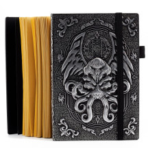 DND Campaign Journal with 3D Cthulhu Embossed Leather Cover - 200 Blank Pages A5 Notebook Great RPG Notepad for GM & Player