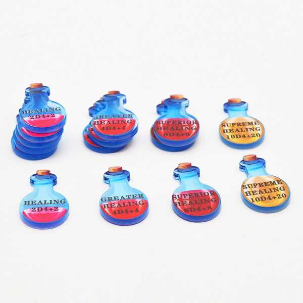 D&D Healing Potion Tokens Acrylic Set of 15 DND Accessories for Dungeons and Dragons 5th Edition