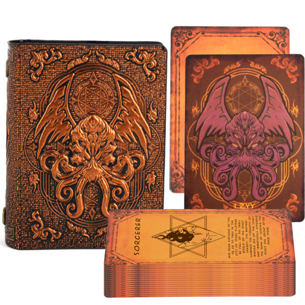 DND Spellcard Holder Embossed Hard Cover Spellbook Deck Case with 54 Blank Cards Tabletop Gaming Accessories for Dungeons and Dragons, RPG, Card Game