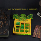 DND Spell Slot Tracker with 9 D6 Wood, Acrylic Laser Cut Dice Spell Counter RPG Gaming Accessories