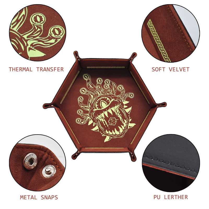 d20 RPG Yellow Hexagon Flat Folding Dice Snap Tray DnD Dungeons & Dragons 