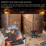 DND Dungeon Master Screen Faux Leather Embossed Dragon & Mimic, Four-Panel with Pockets DM Screen for Dungeons and Dragon, Pathfinder, D&D