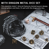 DND Dragon Dice Tray Holder with Metal Polyhedral Dice Set, Fantasy Tabletop Gaming Accessories, Props or Gifts for Dungen Master, Dungeons & Dragons, Pathfinder and RPG