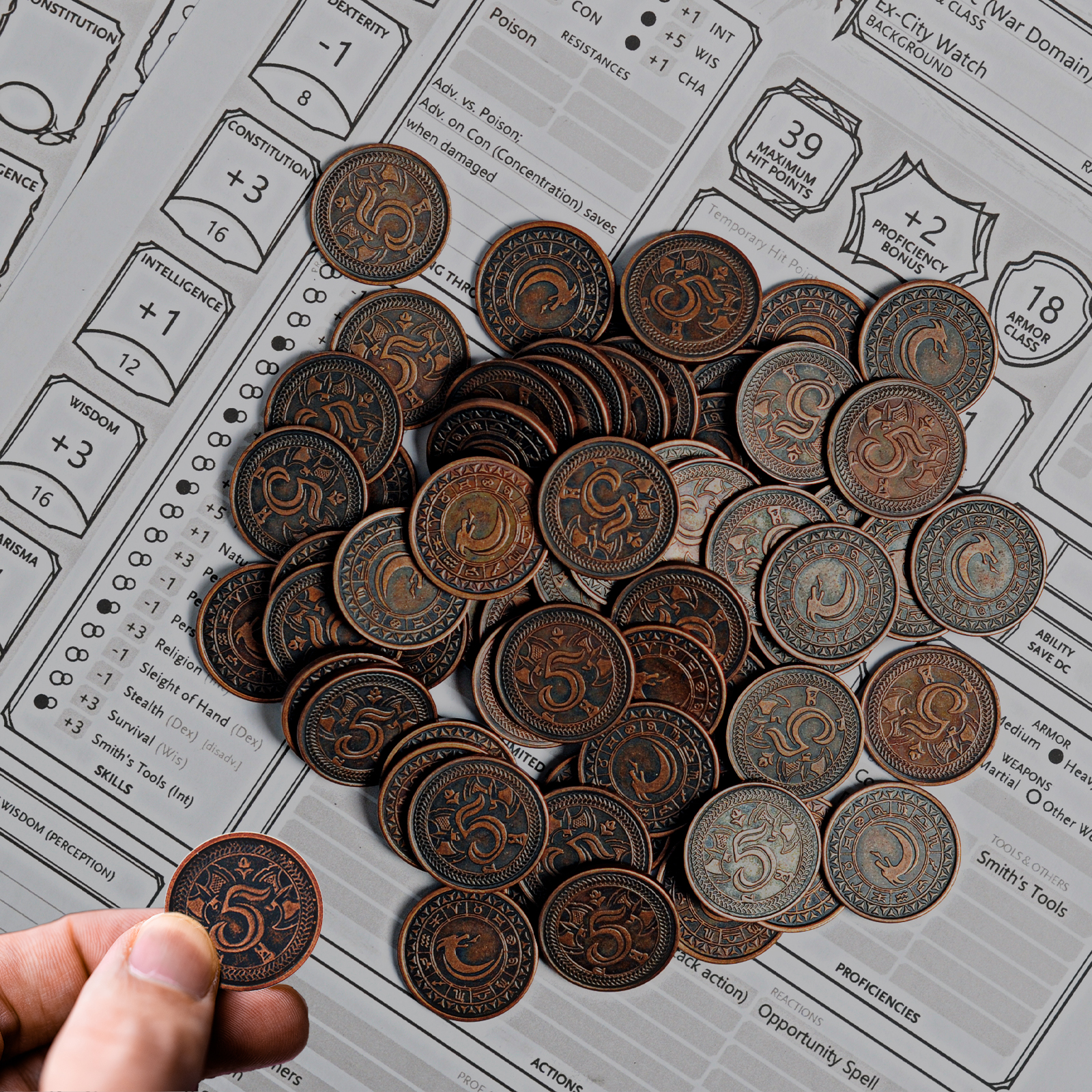 Real Metal Coins With Dragon Design for D&D TTRPGS LARP 