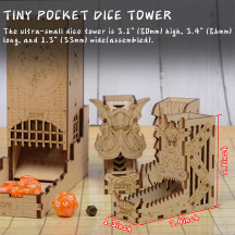 DND Mini Dice Tower Rolls Dice Up to 10mm, Set of 3 Wood Portable Dice Roller for Board Game, D&D and Tabletop RPG