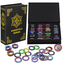 Upgraded D&D Condition Rings 96 Status Effect Markers with Color Printing in 24 Conditions & Spells, and with Magic Book Storage Box Ideal Tabletop RPG Gift for DM or Player