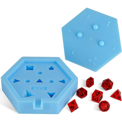 CZYY dnd dice mold silicone 7 standard polyhedral sharp edge dice slab mould  for d&d, tabletop