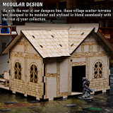 DND L-Shaped House Wood Tabletop Terrain Fantasy Village Scatter for Dungeons and Dragons, Warhammer and Other Wargaming RPG Games