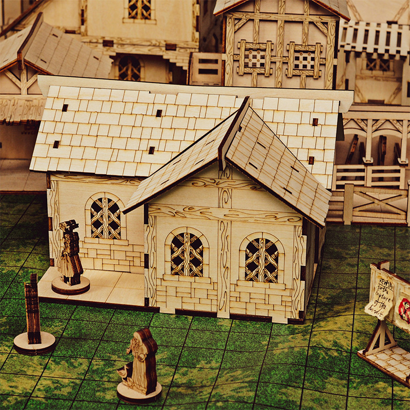 DND L-Shaped House Wood Tabletop Terrain Fantasy Village Scatter for ...