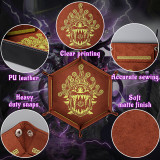 D&D Dice Tray PU Leather Hexagon Dice Holder Printed with Beholder Portable and Foldable Dice Rolling Mat for Board Game and Tabletop RPG