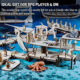 3D RPG Miniatures Ship Wood Laser Cut, 3-Level with 1  Grid Battle Terrain Map Perfect for D&D, Pathfinderor Other Tabletop Games
