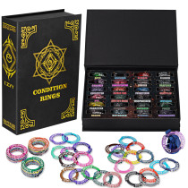 Upgraded Condition Rings 96 PCS Status Effect Markers in 24 Conditions & Spells Magic Book Storage Box Great DM Tool for Dungeons & Dragons, Pathfinder, D&D and RPG Miniatures