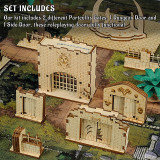 Door & Portcullis Gate Miniatures (Set of 4) Wooden Laser Cut Open and Closed Fantasy Terrain 28mm Scale for Dungeons & Dragons, Pathfinder and Other Tabletop RPG