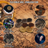 DND Metal Coins Set of 60 with Leather Pouch - Gaming Tokens, Pirate Treasure, Accessories & Props for Board Games, Dungeons and Dragons, Tabletop RPGs and LARP
