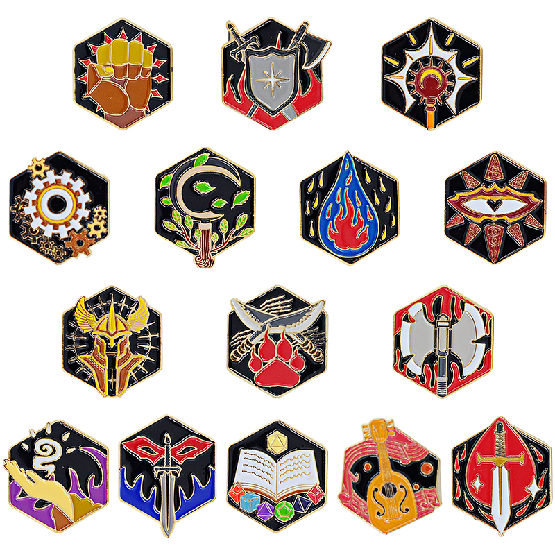 DND 5E Character Class + DM Hard Enamel Pins Set of 15 PCS Tabletop RPG ...