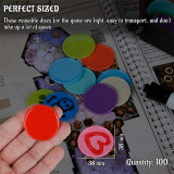 DND Wet & Dry Erase Tokens Set of 100 Colorful Blank Counters - 1.5  Customizable & Reusable Game Discs for Dungeons & Dragons, MTG, Bingo Clips and Any Tabletop RPGs