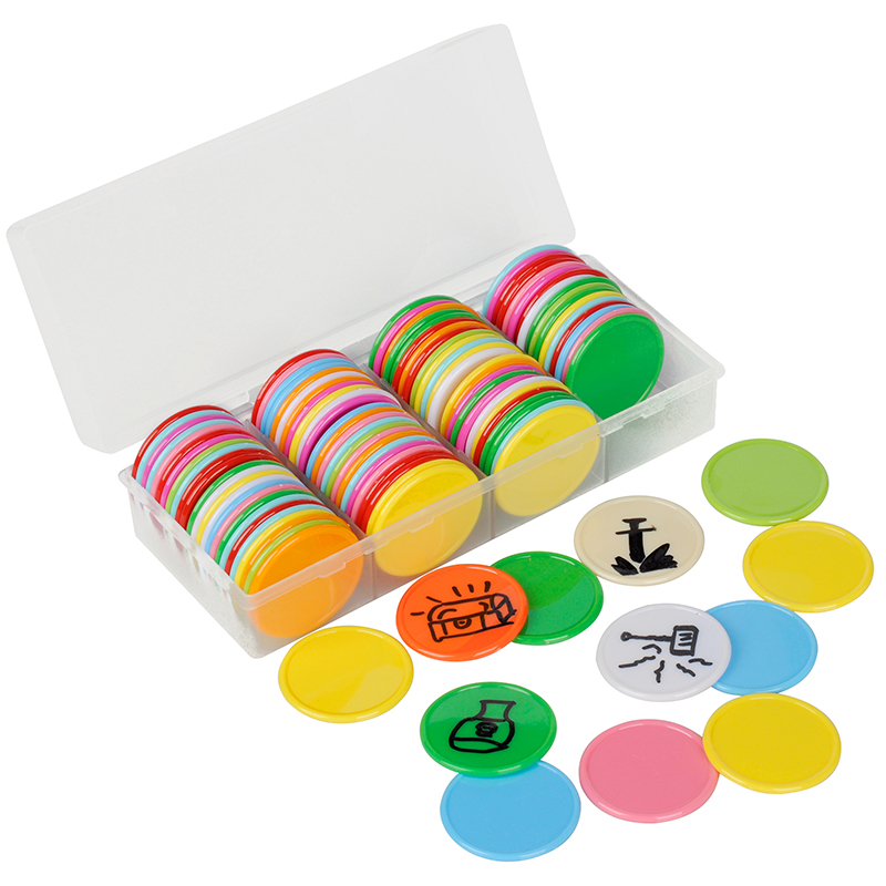 DND Wet & Dry Erase Tokens Set of 100 Colorful Blank Counters 1.5