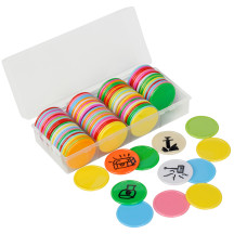 DND Wet & Dry Erase Tokens Set of 100 Colorful Blank Counters - 1.5  Customizable & Reusable Game Discs for Dungeons & Dragons, MTG, Bingo Clips and Any Tabletop RPGs