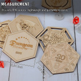 D&D Decorative Wood Coasters Cool & Unique Table Mug Cup Mats Laser Engraved with Dragon, D20 and Cthulhu (Set of 5)