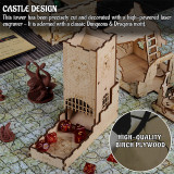 Castle Dice Tower with Tray Wood Laser Cut Dragon Carving Easy Roller Perfect for Board Game, D&D and RPG