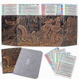 DND Dungeon Master Screen Four-Panel with Pockets, Faux Leather 3D Embossed with Cthulhu - Included DM Screen Inserts and Storage Case