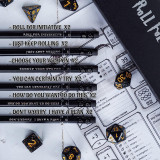 DND Pencils Set of 12 - Silver Foil Stamped with RPG Slogans & D6 Dice Numbers - Hexagon 2HB Tabletop Gaming Pencil with Eraser - Must-Have Tools, Accessories and Gifts for DM and Player