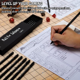 DND Pencils Set of 12 - Silver Foil Stamped with RPG Slogans & D6 Dice Numbers - Hexagon 2HB Tabletop Gaming Pencil with Eraser - Must-Have Tools, Accessories and Gifts for DM and Player
