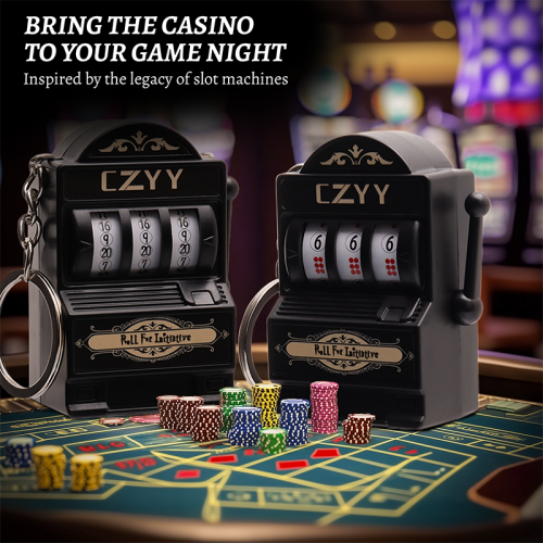 CZYY Slot Dice Set with Keychain Ring - Mini Slot Machine D20 and