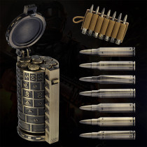 Rifle Bullet Dice Set - Solid Metal 7 Polyhedral Dice Set with Spinning Container Case & Cartridge Holder Belt - Perfect Role Playing Dice Set for D&D, Tabletop Games
