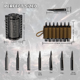 Rifle Bullet Dice Set - Solid Metal 7 Polyhedral Dice Set with Spinning Container Case & Cartridge Holder Belt - Perfect Role Playing Dice Set for D&D, Tabletop Games