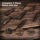 Rifle Bullet Dice Set - Solid Metal 7 Polyhedral Dice Set with Spinning Container Case & Cartridge Holder Belt - Perfect Role Playing Dice Set for D&D, Tabletop Games