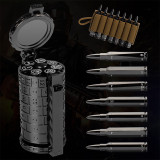 Rifle Bullet Dice Set - Solid Metal 7 Polyhedral Dice Set with Spinning Container Case & Cartridge Holder Belt - Perfect Role Playing Dice Set for D&D, Tabletop Games