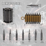 Rifle Bullet Dice Set - Solid Metal 7 Polyhedral Dice Set with Spinning Container Case & Cartridge Holder Belt - Perfect Role Playing Dice Set for D&D, Tabletop Games