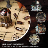 Metal Bullet Dice Set with Rotating Bomb-Shaped Storage Base - 7 Polyhedral RPG Dice for D&D, War-Themed Games for Dungeon Master & Player