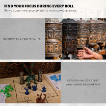 Prayer Wheel Dice Set, 7-in-1 Rotating Dice Cylinder, Metal DND Spinner Dice - Unique Tabletop RPG Accessories, Fidget Gadget & Gift for Dungeon Master and Gamer