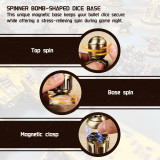 Metal Bullet Dice Set with Rotating Bomb-Shaped Storage Base - 7 Polyhedral RPG Dice for D&D, War-Themed Games for Dungeon Master & Player