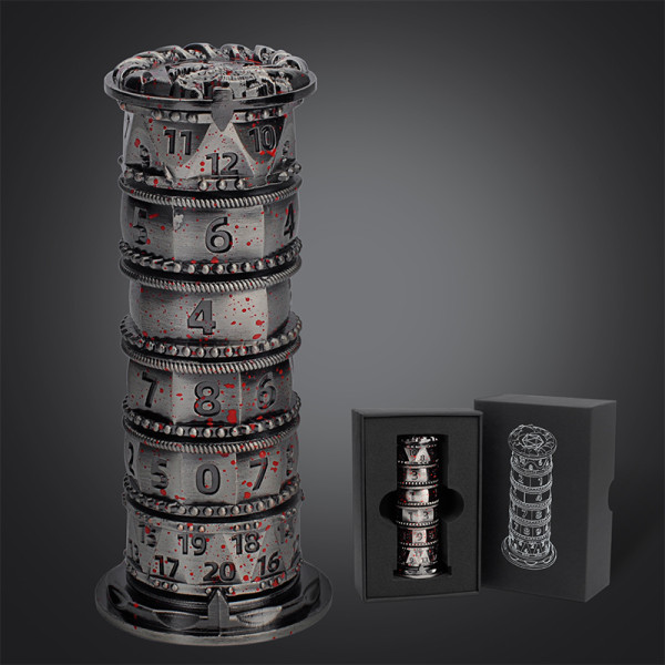 Prayer Wheel Dice Set, 7-in-1 Rotating Dice Cylinder, Metal DND Spinner Dice - Unique Tabletop RPG Accessories, Fidget Gadget & Gift for Dungeon Master and Gamer