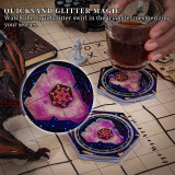 DND Coaster - Acrylic Hexagon Coaster with Liquid Glitter Quicksand, Perfect Fidget Toy & Dice Coaster, Unique Coaster for Dungeons & Dragons, D&D Gift for Player & DM