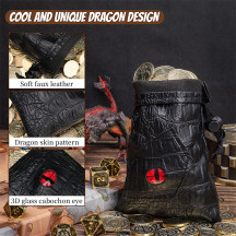 Drawstring Bag PU Leather Dice Sack Perfect for RPG, D&D, Game