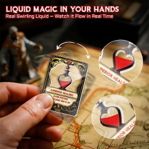 DND Healing Potion Cards Set - 15 Acrylic Fantasy Potion Tokens with Real Red Liquid | Ideal for Dungeon Masters, Tabletop RPG Players, Collectors & Immersive Game Nights 