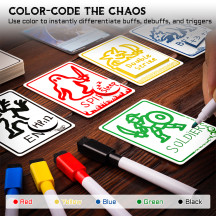 All-in-One Dry Erase MTG Tokens Gift Bundles - 50 Reusable Proxy Cards + 75 Blank Acrylic Counters & Tags Set with 5 Color-Coded Markers for TCG Players, Commander Decks & D&D