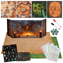 CZYY Foldable Battle Mat with DM Screen, Game Tokens, Dice Set, Markers - 2-Sided Wet & Dry Erase Terrain, Ultimate DND Starter Set, Accessories, Gift for Dungeon Master & Player