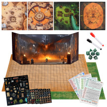 CZYY Foldable Battle Mat with DM Screen, Game Tokens, Dice Set, Markers - 2-Sided Wet & Dry Erase Terrain, Ultimate DND Starter Set, Accessories, Gift for Dungeon Master & Player