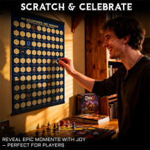 CZYY DND Achievements Scratch-Off Poster - 100 Milestones and Mishaps RPG Campaign Tracker Wall Art with Magnetic Hanger, Scratcher Kit - Fantasy Game Room Decor & Gift for TTRPG Players and DMs