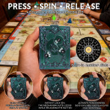 MinZerTRPG Roulette Dice 3.0 – 7-in-1 Metal Polyhedral Dice in Magic Book Design | Mechanical Fidget DND Dice Set with Pouch | Collectible Gift for Wizard Players & Dice Goblins