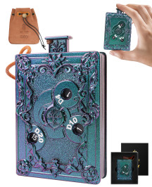 MinZerTRPG Roulette Dice 3.0 – 7-in-1 Metal Polyhedral Dice in Magic Book Design | Mechanical Fidget DND Dice Set with Pouch | Collectible Gift for Wizard Players & Dice Goblins