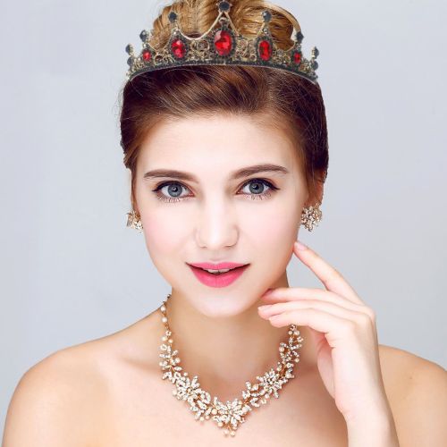 Women Tiara with Comb Queen Crystal Crown for Bridal Girls at Wedding Prom.