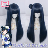 AniHut Tsushima Yoshiko Yohane Wig Love Live Sunshine Aqours Cosplay Wig Blue Long Straight Hair